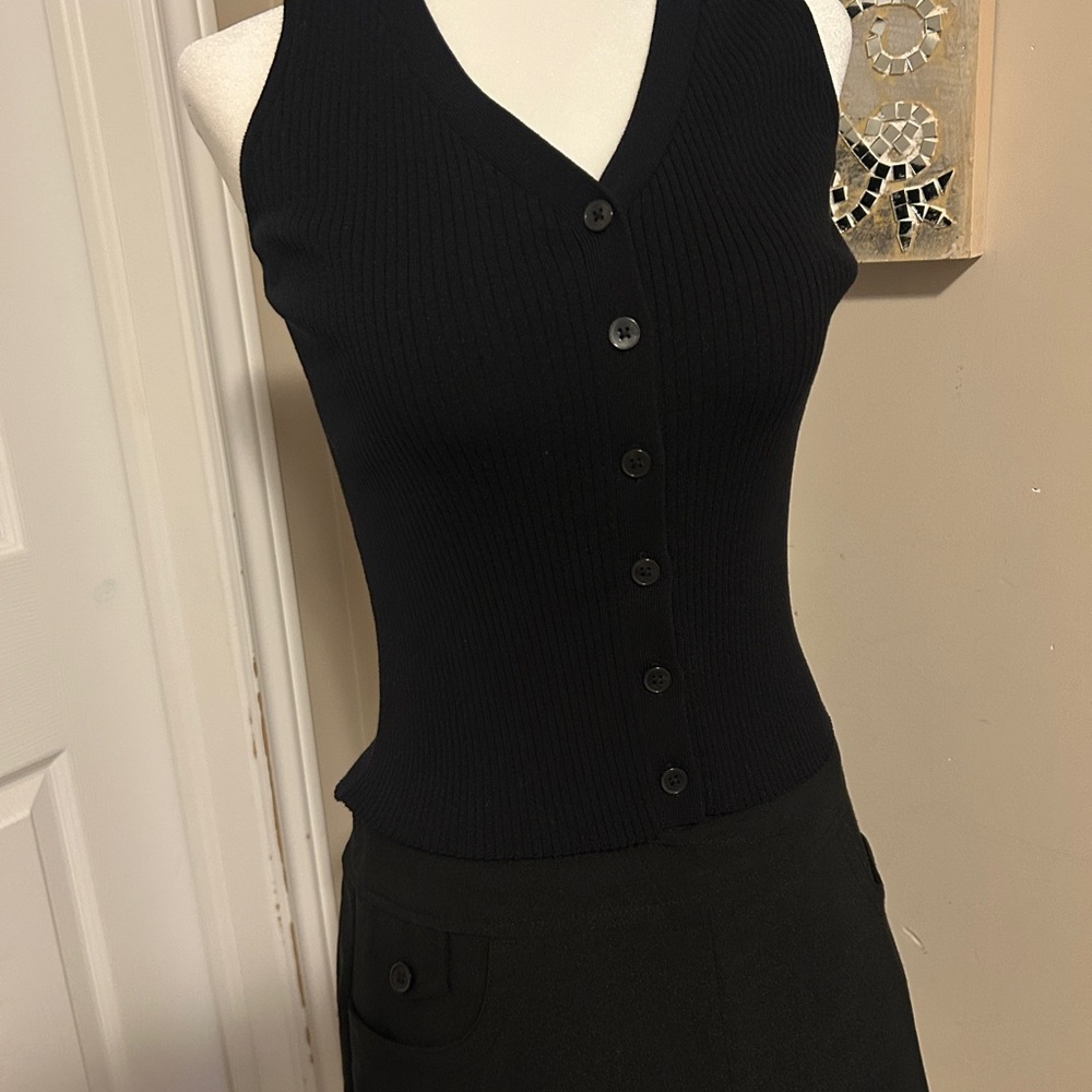Frank & Oak Black Button-Up Vest